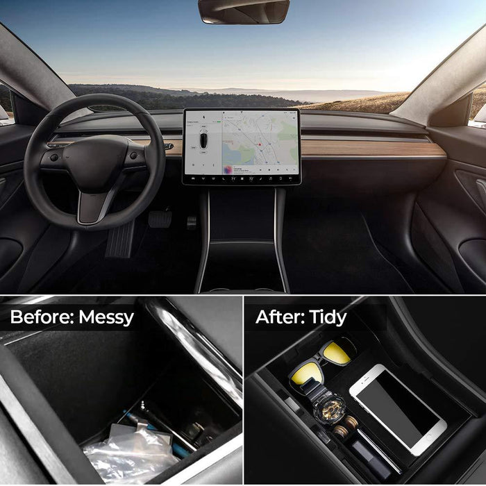 Mittelkonsolenablage DELUXE für Tesla 3 | e-car-shop.com